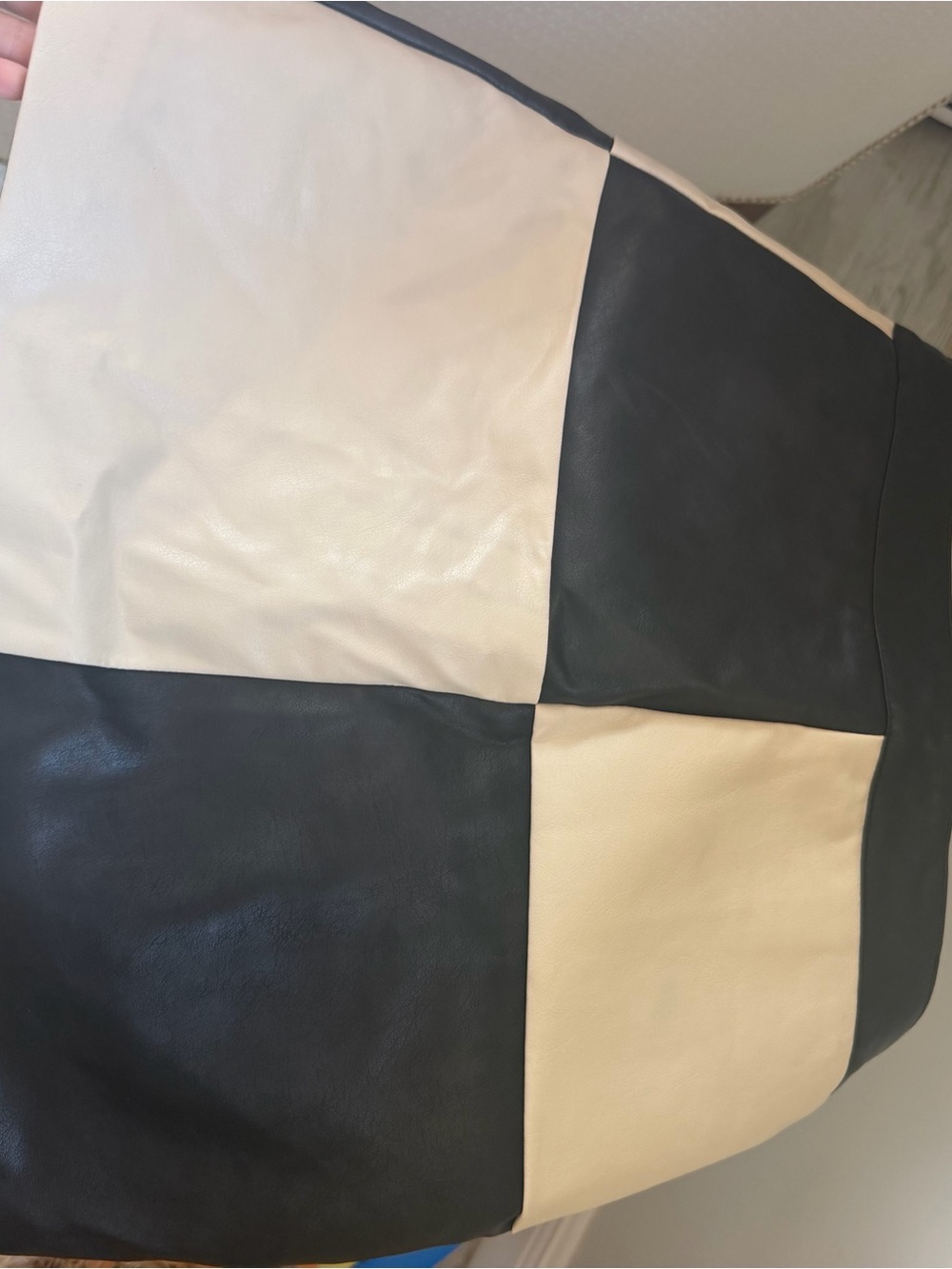 12th Tribe Colorblock Faux Leather Mini Skirt in Black and Cream - Picture 4 of 4